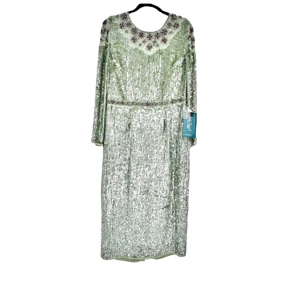 Mac Duggal Long Sleeve Sequin Dress Back Slit Women's Size 10 NWT - Picture 5 of 12